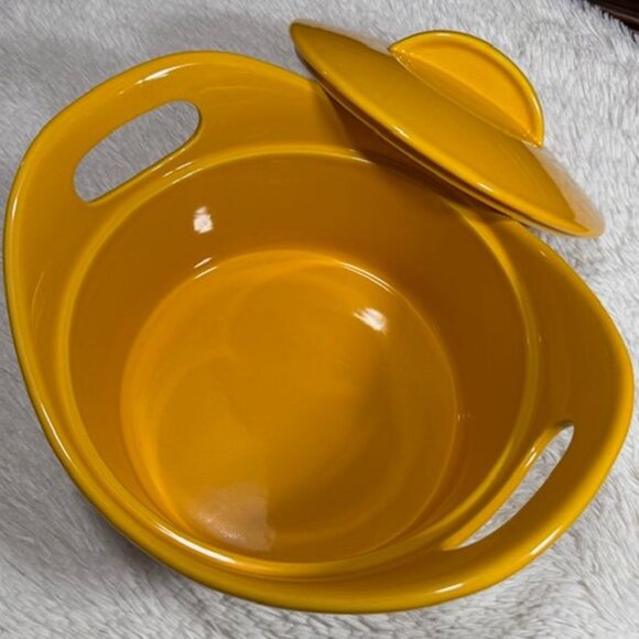 NWOT Racheal Ray Yellow 2.75qt Round Handled Baking Dish with Lid - Picture 7 of 12